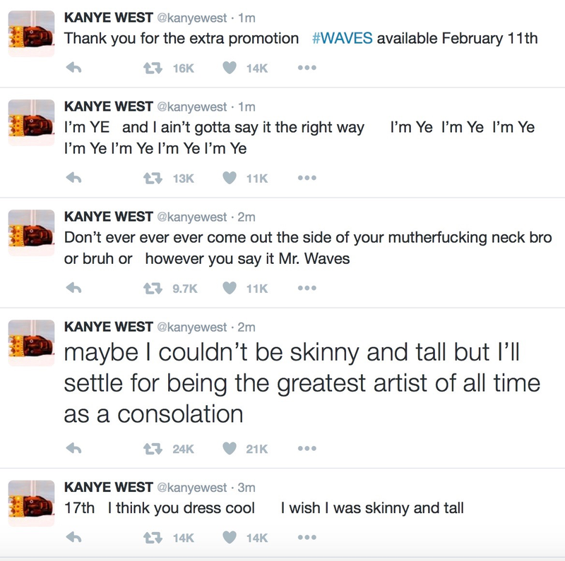 Illustration for article titled Kanye West attacks Wiz Khalifa on Twitter, still respects his pants game